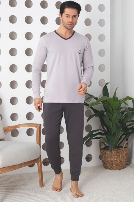 Pijama lunga bumbac lycra pentru barbati, gri 900 [1]