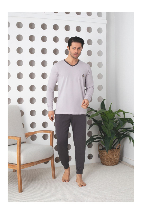Pijama lunga bumbac lycra pentru barbati, gri 900 [3]