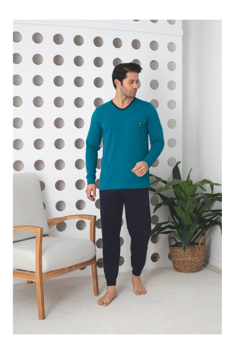 Pijama lunga bumbac lycra pentru barbati, verde 901 [3]