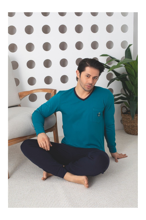 Pijama lunga bumbac lycra pentru barbati, verde 901 [2]