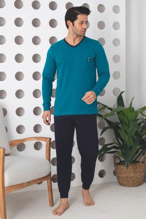 Pijama lunga bumbac lycra pentru barbati, verde 901 [1]