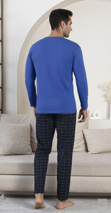 Pijama lunga bumbac pentru barbati albastru 16213 [3]