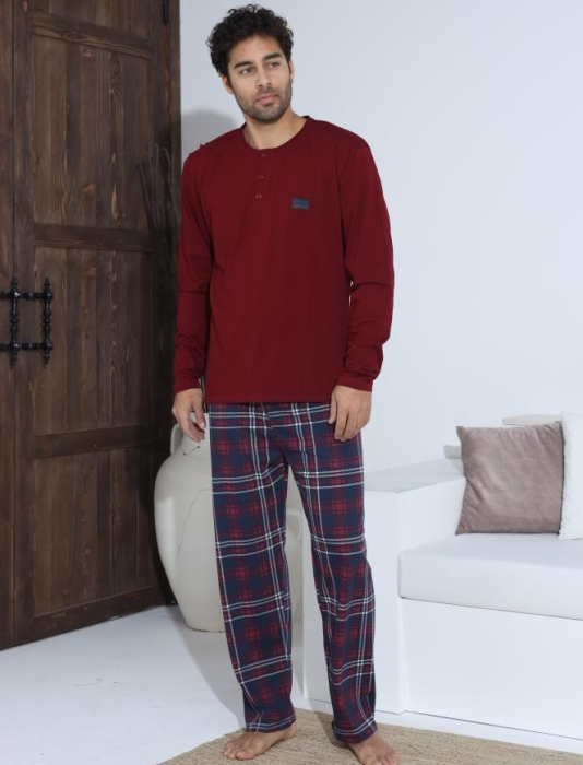 Pijama lunga bumbac pentru barbati, visiniu 70003 [1]