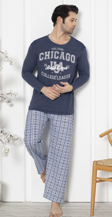 Pijama lunga bumbac pentru barbati bleumarin 15707 [1]