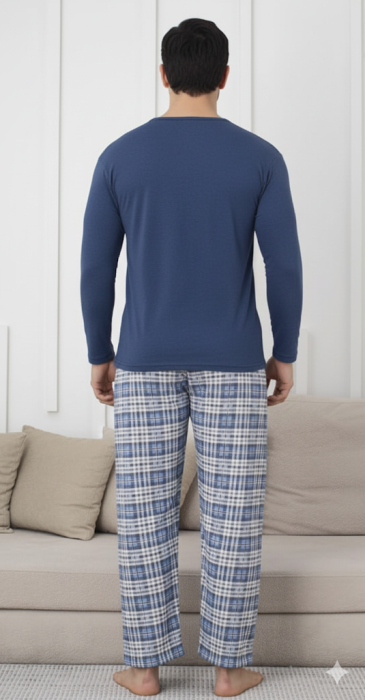 Pijama lunga bumbac pentru barbati bleumarin 15693 [2]