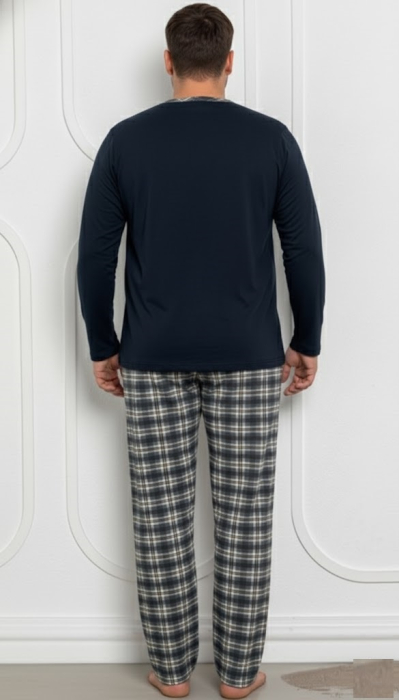 Pijama lunga bumbac pentru barbati, batal marime mare bleumarin 2644 [2]