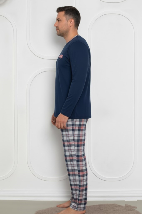 Pijama lunga bumbac pentru barbati, batal marime mare bleumarin 2658 [3]