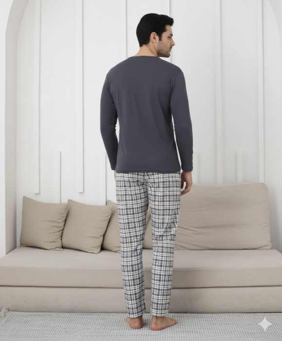 Pijama lunga bumbac pentru barbati, batal marime mare gri 15693 [3]