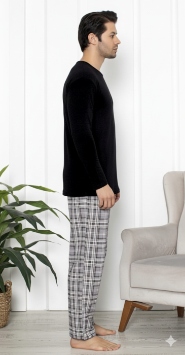 Pijama lunga bumbac pentru barbati,negru 16232 [3]