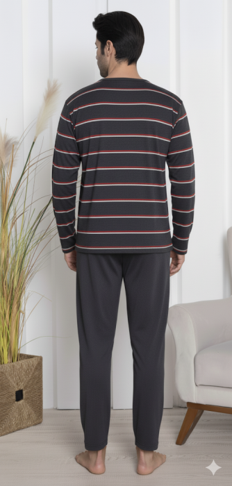 Pijama lunga bumbac pentru barbati, batal marime mare negru 16184 [2]