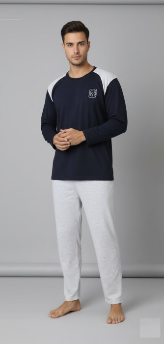 Pijama lunga bumbac pentru barbati, batal marime mare cu negru alb16202/3 [1]