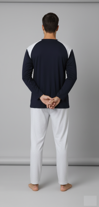 Pijama lunga bumbac pentru barbati, batal marime mare cu negru alb16202/3 [2]