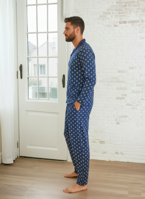 Pijama lunga bumbac pentru barbati, batal marime mare cu nasturi 16200 [3]