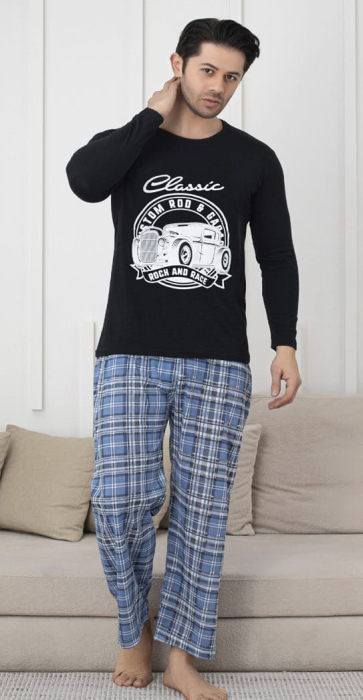 Pijama lunga bumbac pentru barbati negru 15693 [1]