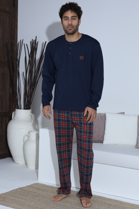 Pijama lunga bumbac pentru barbati, bleumarin 70035 [1]