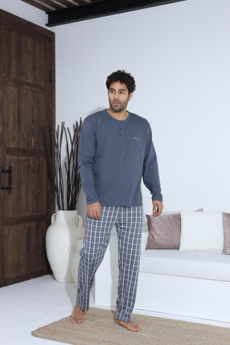 Pijama lunga bumbac pentru barbati, gri 70027 [4]