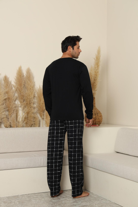 Pijama lunga bumbac pentru barbati, negru 70070 [4]