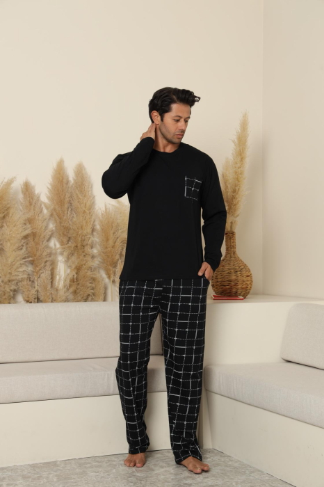 Pijama lunga bumbac pentru barbati, negru 70070 [1]