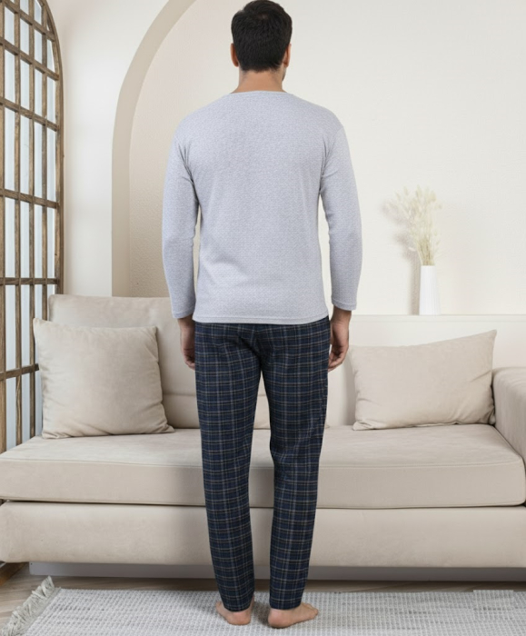 Pijama lunga bumbac pentru barbati gri 16213 [3]