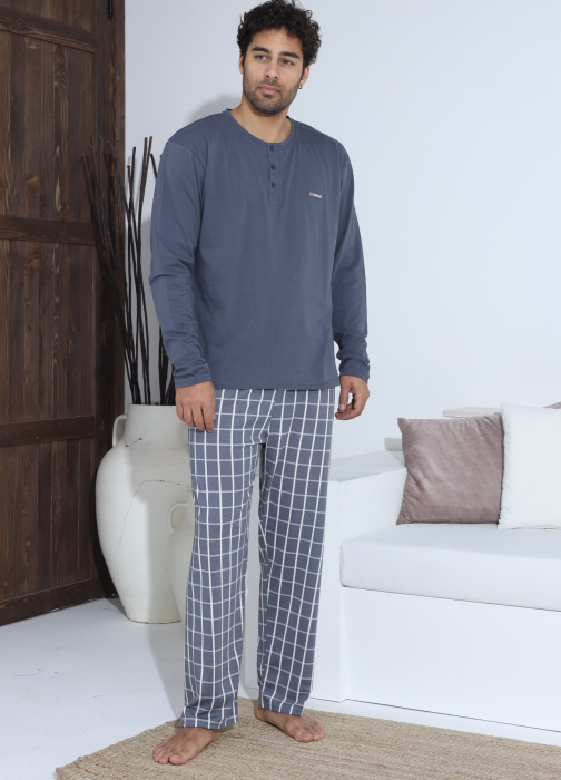 Pijama lunga bumbac pentru barbati, gri 70027 [1]