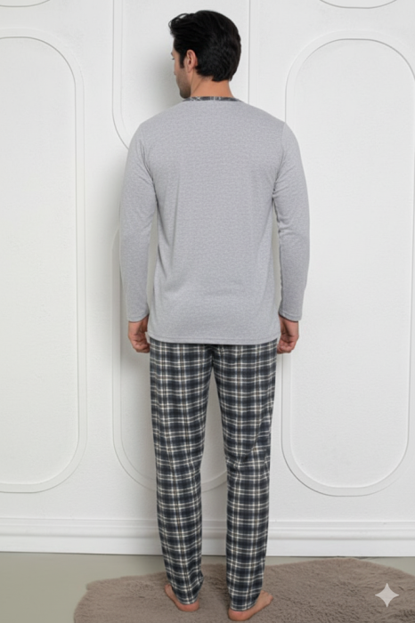 Pijama lunga bumbac pentru barbati, gri 833 [2]