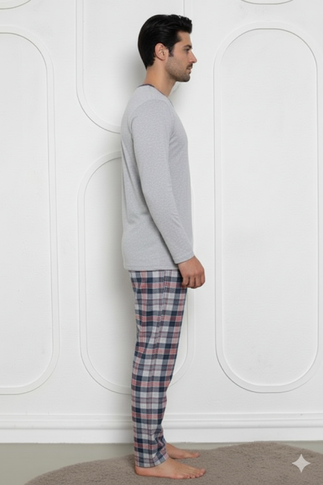 Pijama lunga bumbac pentru barbati, gri 836 [3]