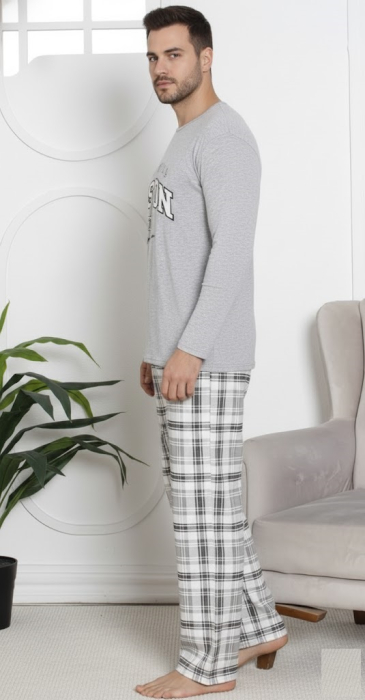 Pijama lunga bumbac vatuit pentru barbati gri 15567 [2]
