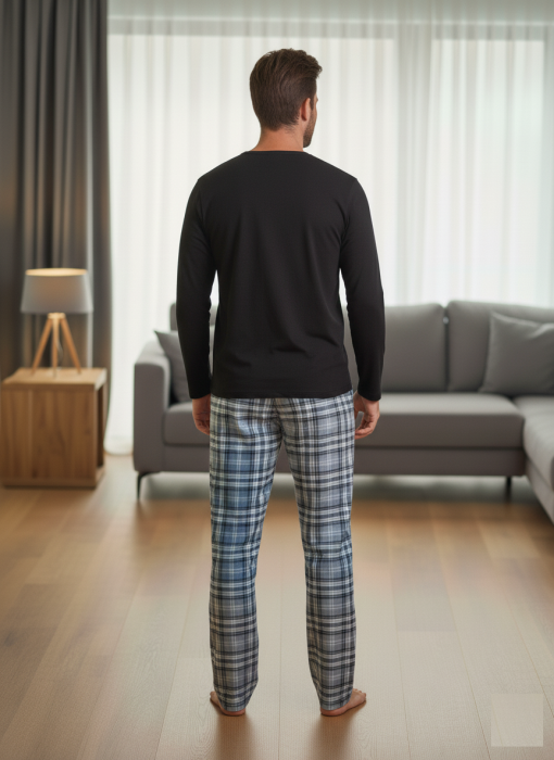 Pijama lunga bumbac pentru barbati negru 15694 [2]