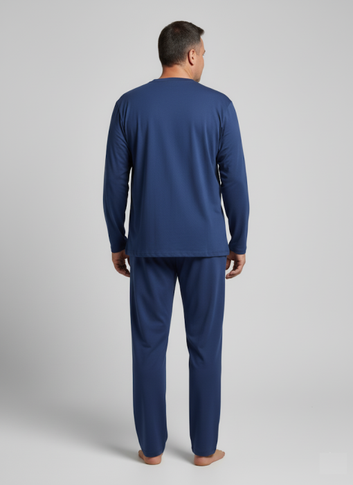 Pijama lunga bumbac pentru barbati, marime mare, bleumarin 1065 [3]