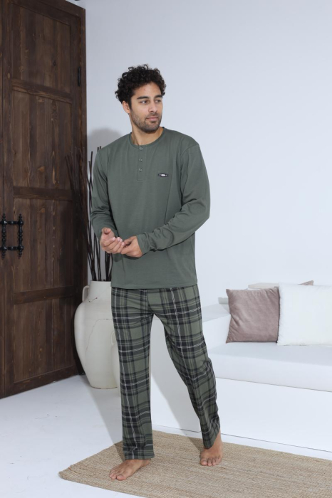 Pijama lunga bumbac pentru barbati, verde 70009 [3]