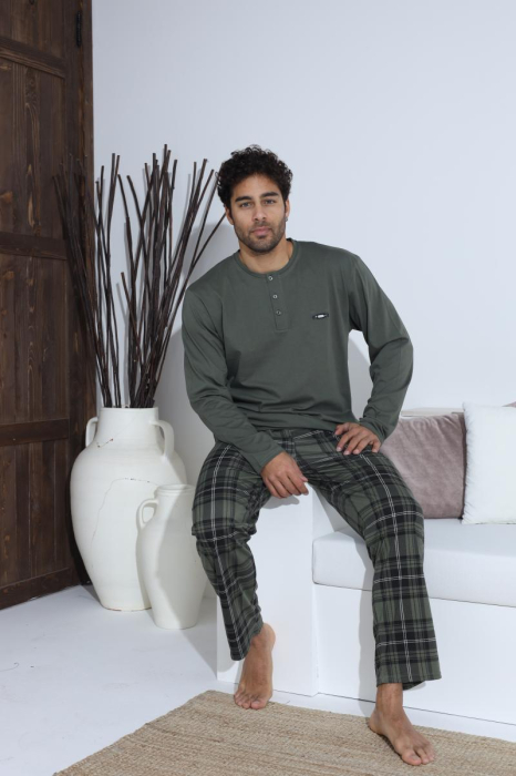 Pijama lunga bumbac pentru barbati, verde 70009 [1]