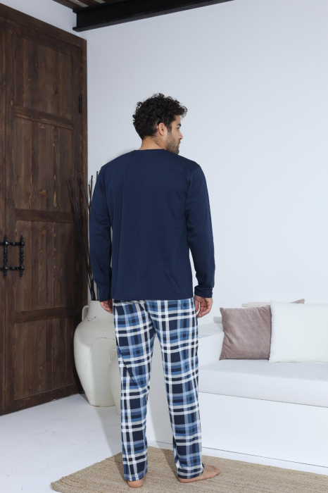 Pijama lunga bumbac pentru barbati, bleumarin 70041 [5]