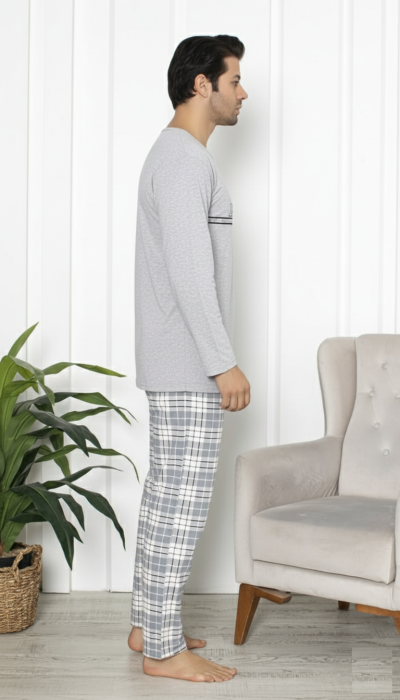 Pijama lunga bumbac vatuit pentru barbati gri 15536 [3]