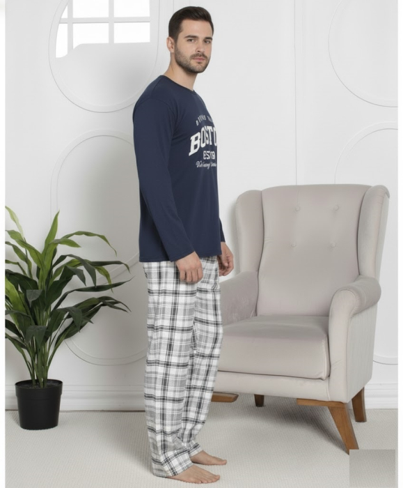Pijama lunga bumbac vatuit pentru barbati bleumarin 15567 [2]