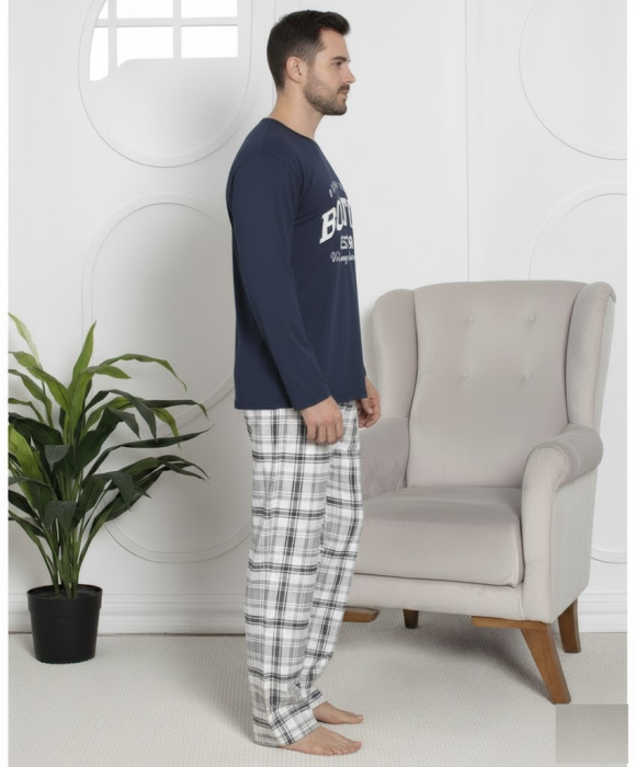 Pijama lunga bumbac vatuit pentru barbati bleumarin 15567 [3]