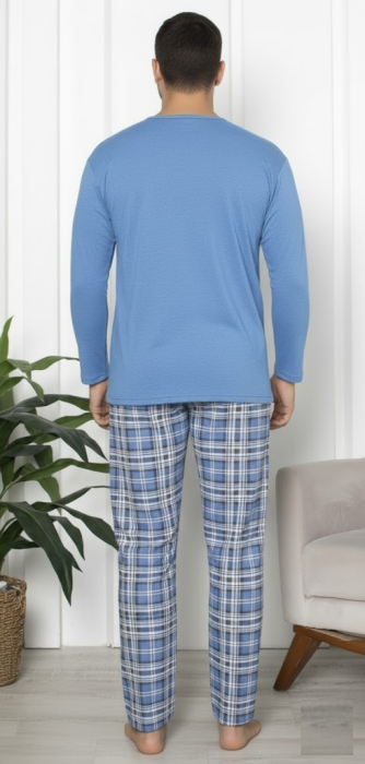 Pijama lunga bumbac vatuit pentru barbati albastru 15570 [3]
