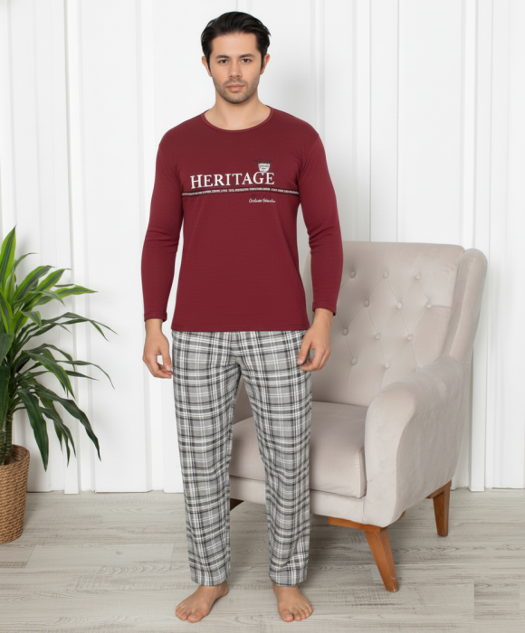Pijama lunga bumbac vatuit pentru barbati visiniu 15536 [1]