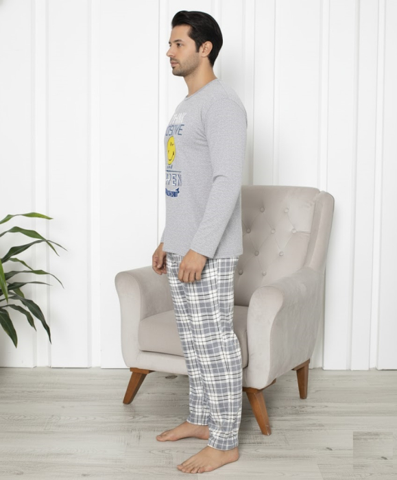 Pijama lunga bumbac vatuit pentru barbati gri 15570 [2]