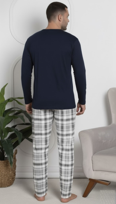 Pijama lunga bumbac vatuit pentru barbati bleumarin 15568 [3]