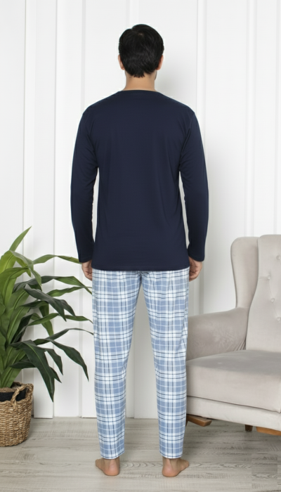 Pijama lunga bumbac vatuit pentru barbati bleumarin 15536 [2]