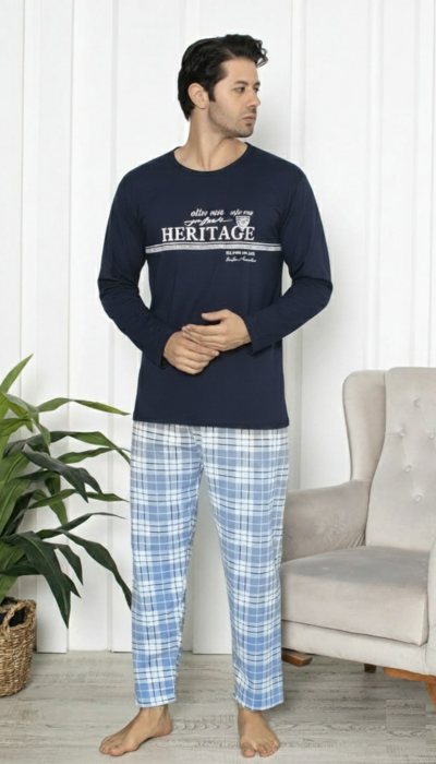 Pijama lunga bumbac vatuit pentru barbati bleumarin 15536 [1]