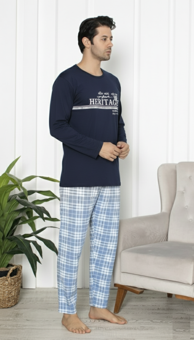 Pijama lunga bumbac vatuit pentru barbati bleumarin 15536 [3]