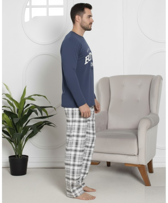 Pijama lunga bumbac vatuit pentru barbati albastru 15567 [2]