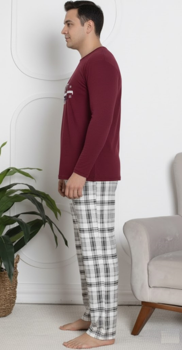 Pijama lunga bumbac vatuit pentru barbati visiniu 15568 [3]