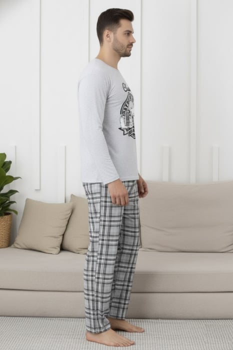 Pijama lunga bumbac vatuit pentru barbati gri 15693 [3]