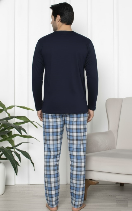 Pijama lunga bumbac vatuit pentru barbati bleumarin 15570 [2]
