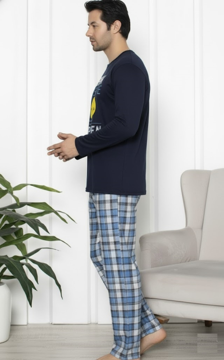 Pijama lunga bumbac vatuit pentru barbati bleumarin 15570 [3]