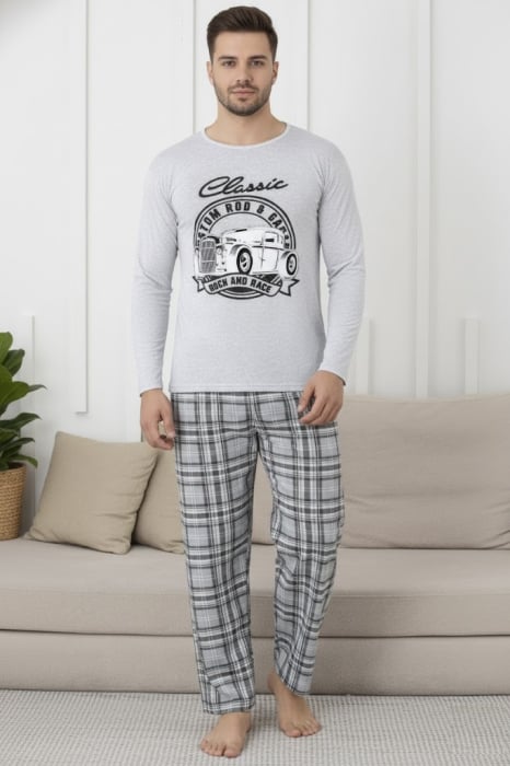 Pijama lunga bumbac vatuit pentru barbati gri 15693 [1]