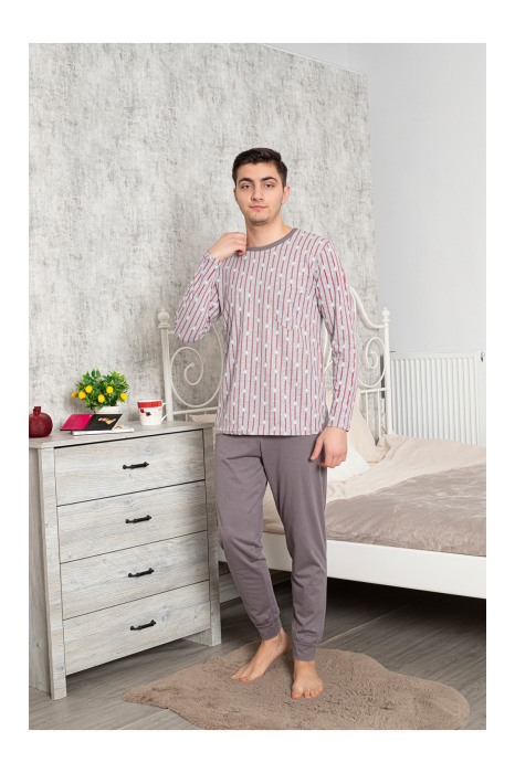 Pijama Lunga pentru Barbati din Bumbac gri 616 [3]