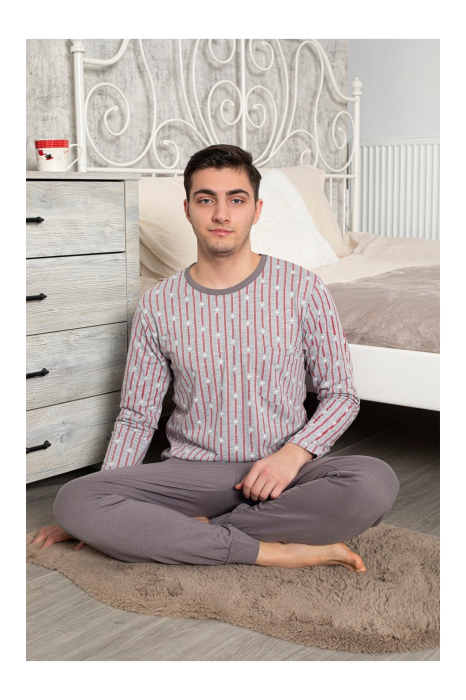 Pijama Lunga pentru Barbati din Bumbac gri 616 [4]